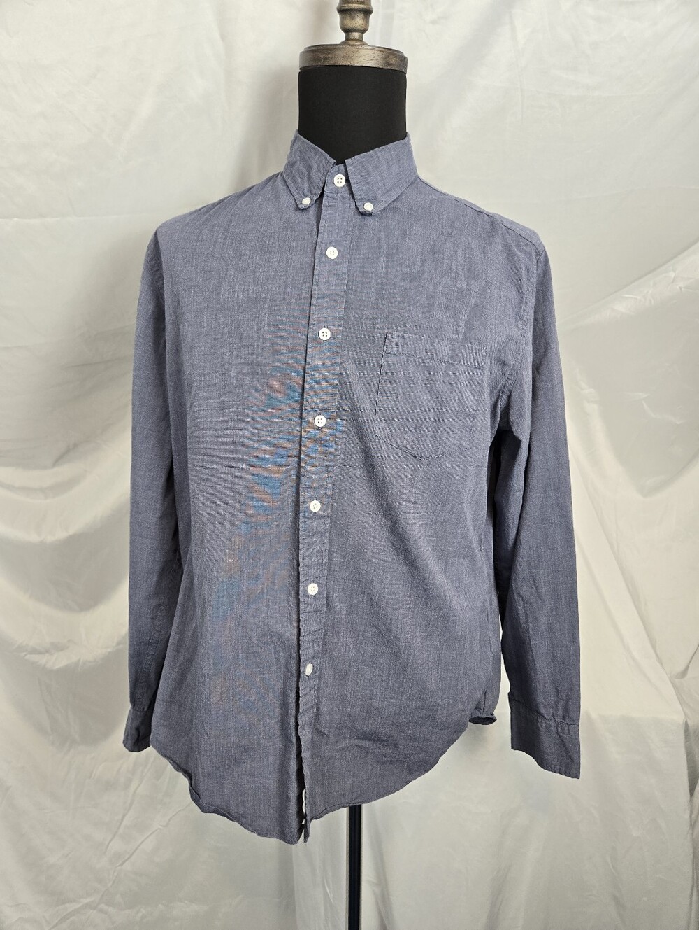 J. Crew Men's Chambray Button-Down Shirt in Slate Blue. TM